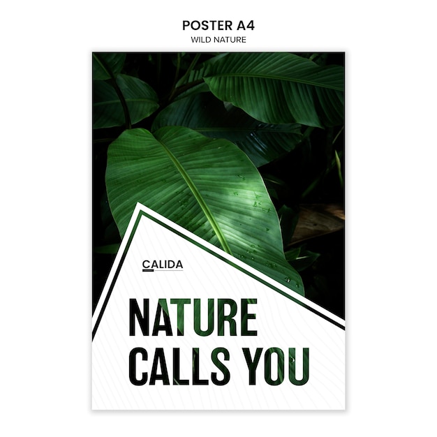 Gratis PSD wilde natuur a4 poster sjabloon