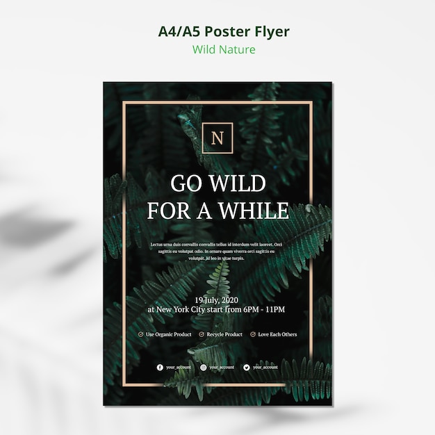 Wilde natuur concept poster flyer