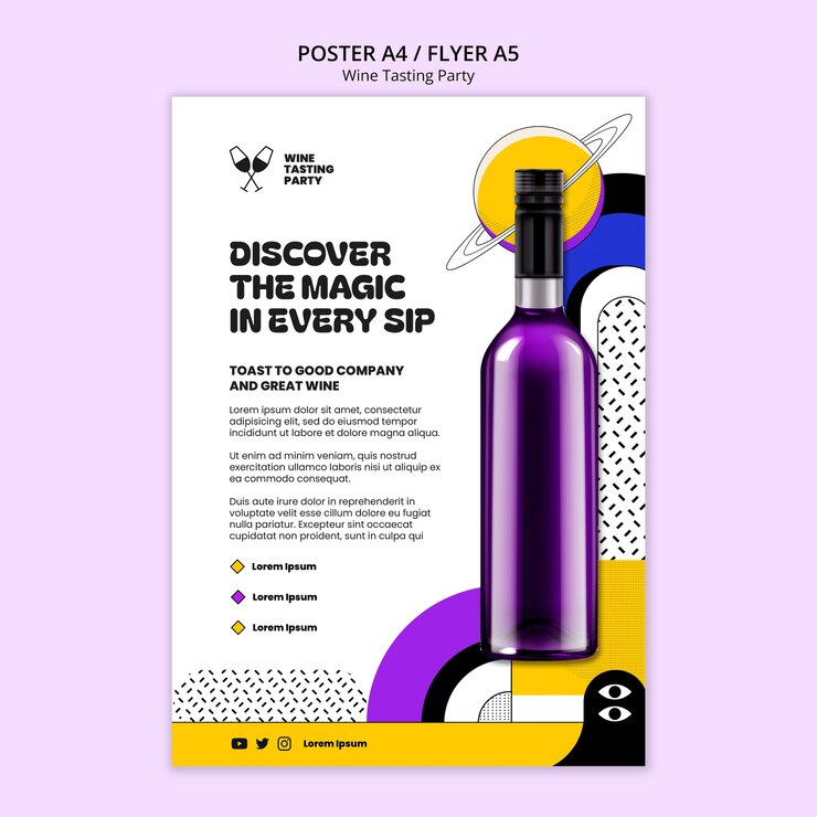 PSD Gratis wine tasting party  poster  template