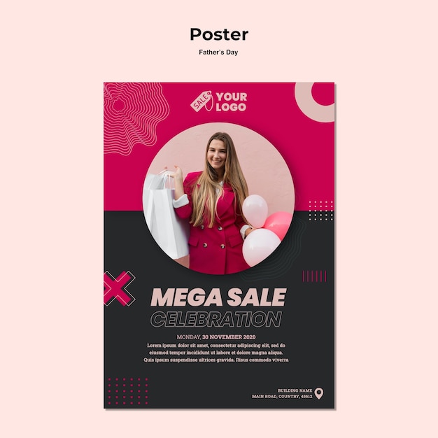 Gratis PSD winkelen verkoop poster sjabloon met foto