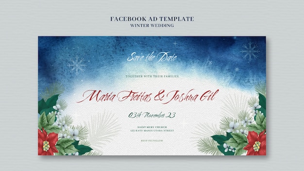 Gratis PSD winter bruiloft facebook sjabloon