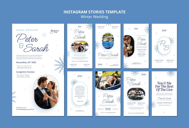 Gratis PSD winter bruiloft feest instagram verhalen