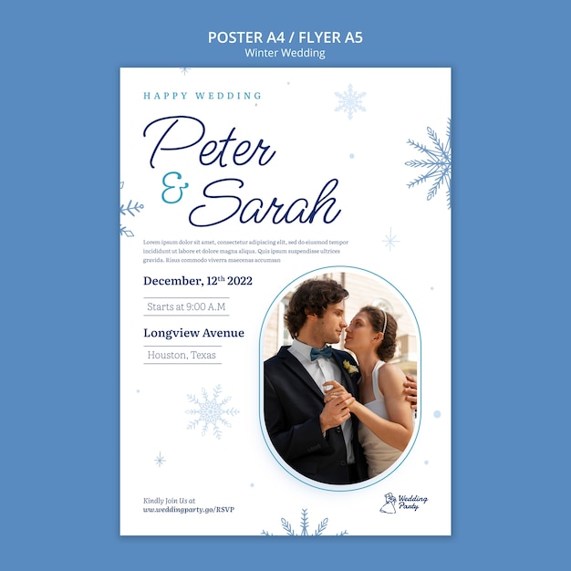 Gratis PSD winter bruiloft feest poster