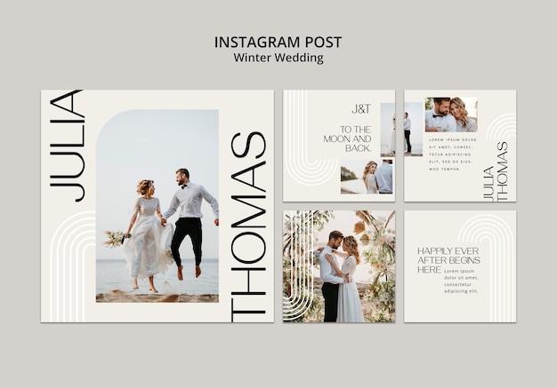 Gratis PSD winter bruiloft instagram posts