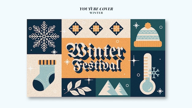 Gratis PSD winter seizoen youtube cover sjabloon