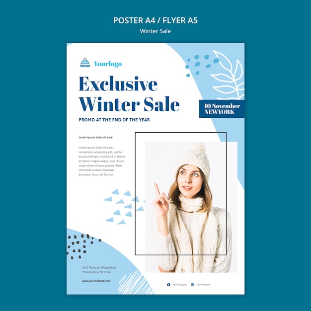 Gratis PSD winter verkoop collectie poster sjabloon