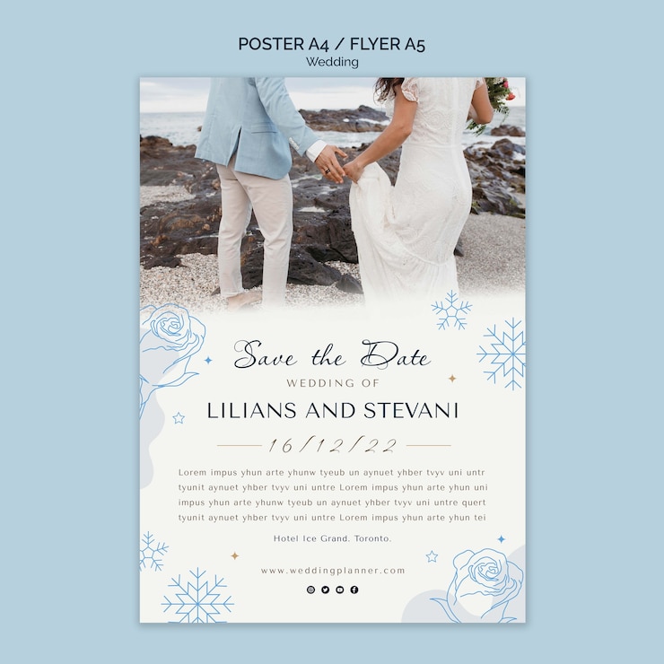 PSD Gratis winter wedding invitation poster template