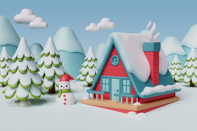 Gratis PSD winterlandschap illustratie