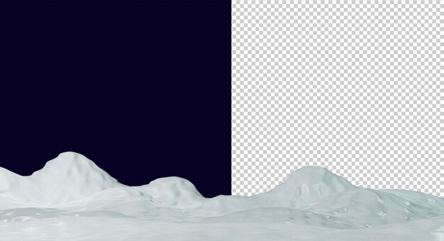 Winterlandschap, witte sneeuwveld, 3d render. arctisch landschap, 3d illustratie.