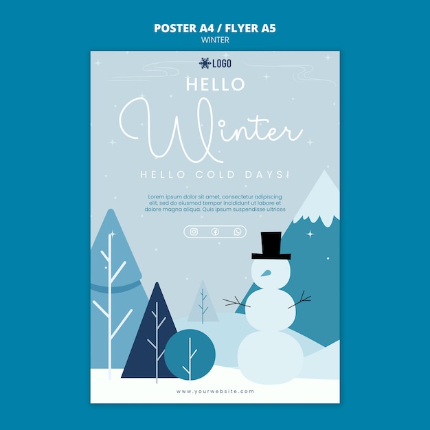 Gratis PSD winterseizoen poster sjabloon