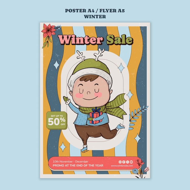 Winterseizoen poster sjabloon