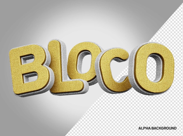 Gratis PSD wit en goud carnaval blok 3d-logo met glitter realistische textuur