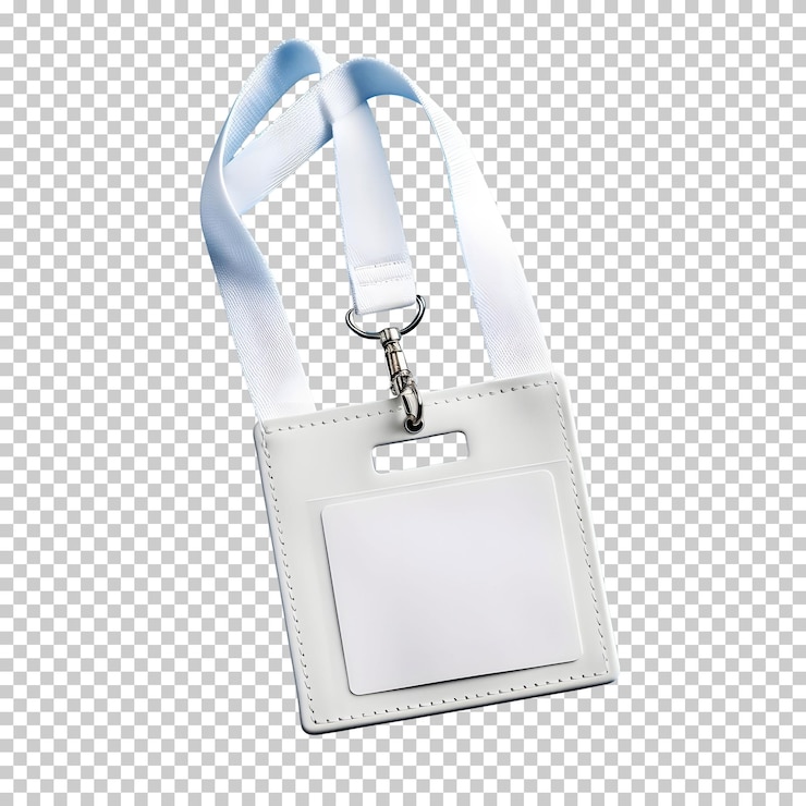 Gratis PSD wit geïsoleerde lege id-houder met sleutelkoord
