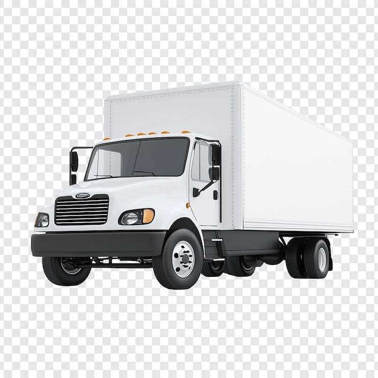 Gratis PSD witte box truck op een doorzichtige achtergrond