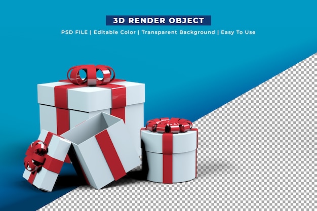 Gratis PSD witte geschenkdoos met rode strik