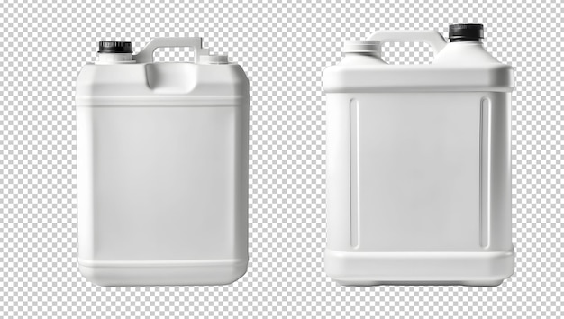 Gratis PSD witte lege plastic jerrycans geïsoleerd op de achtergrond