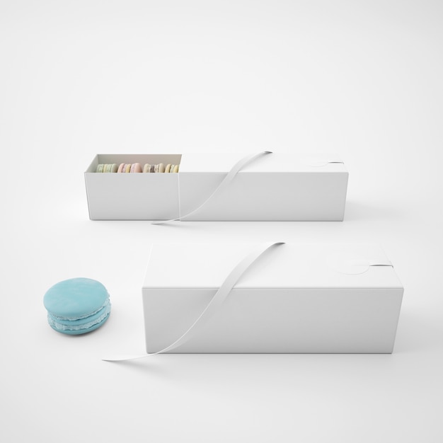 Gratis PSD witte pakketten met macarons