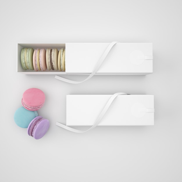 Witte pakketten met macarons