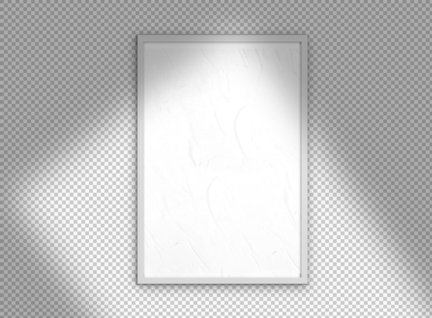 Gratis PSD witte verfrommelde poster op grijze tegels oppervlak