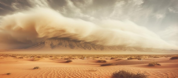 Woestijnlandschap met een zandstorm generatieve ai