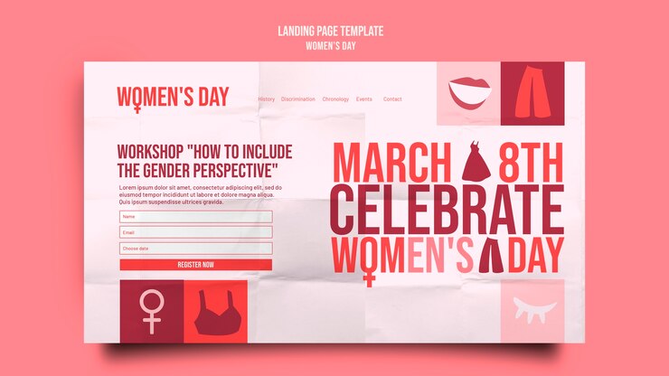 PSD Gratis women's day landing page template