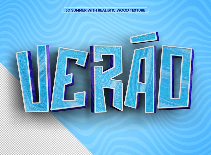 PSD Gratis wood texture summer logo in light blue