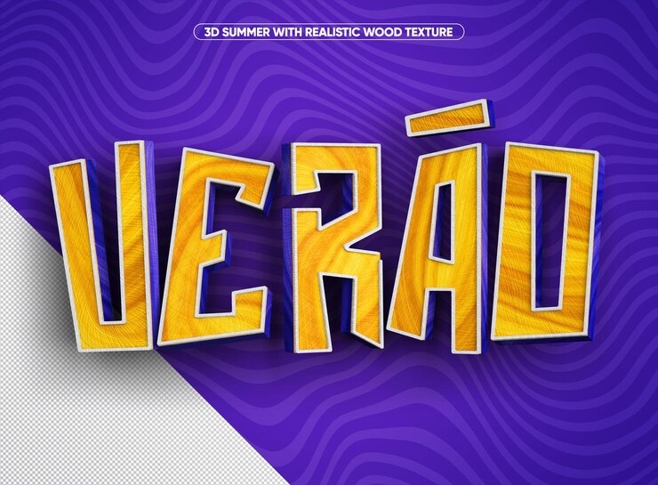 PSD Gratis wood texture summer logo in lilac and yellow