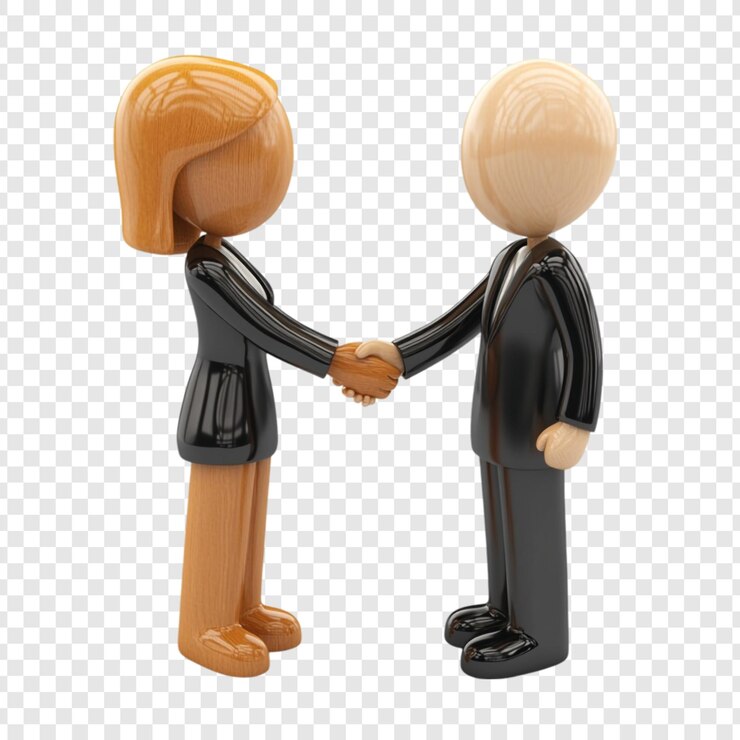 PSD Gratis wooden and black figures shaking hands a deal made partnership success