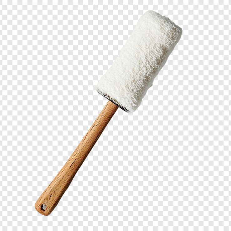 PSD Gratis wooden handle cleaning brush with white terrycloth head