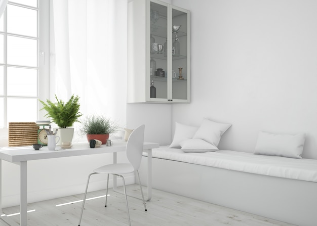 woonkamer met tafel en sofa mockup