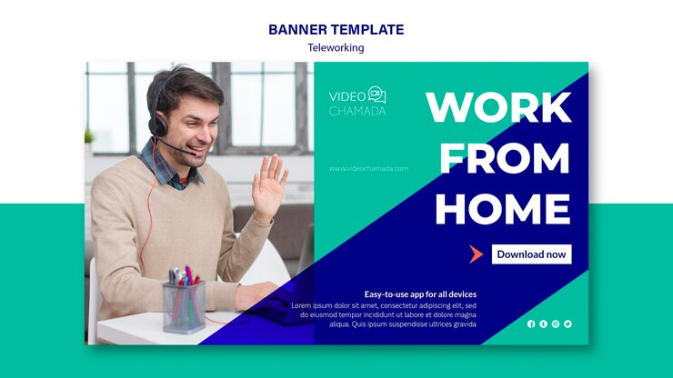 PSD Gratis work from home banner template
