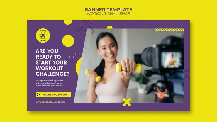 PSD Gratis workout challenge banner template