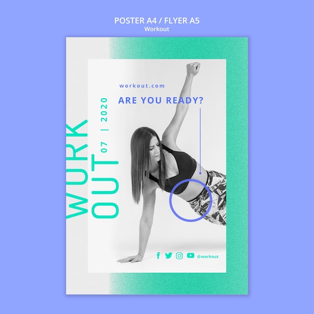 Gratis PSD workout challenge flyer ontwerp