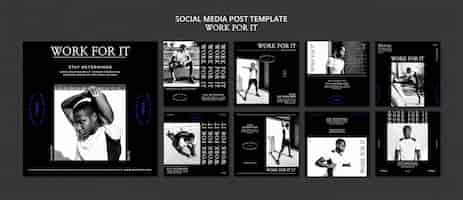 PSD gratuito workout for it plantilla de publicación en redes sociales