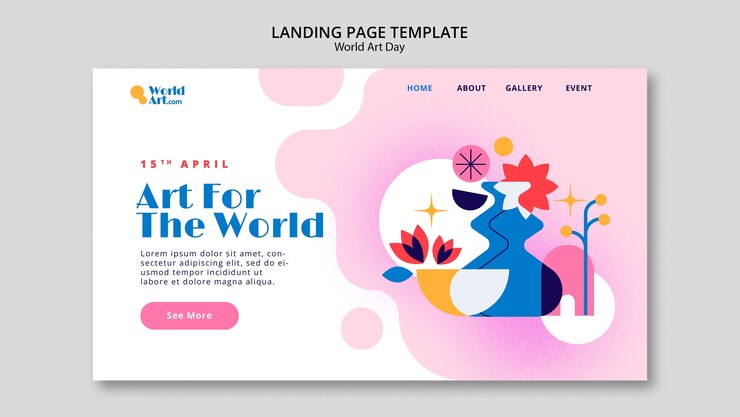 PSD Gratis world art day celebration landing page template