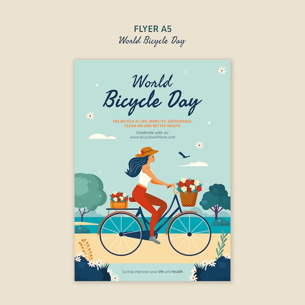 Gratis PSD world bicycle day celebration template