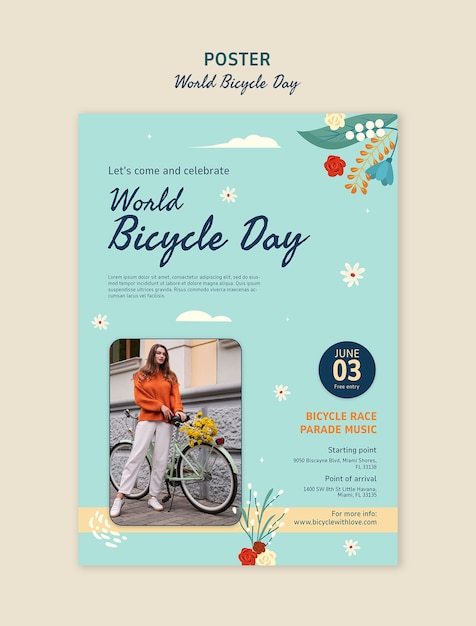 Gratis PSD world bicycle day celebration template