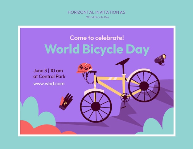 Gratis PSD world bicycle day celebration template