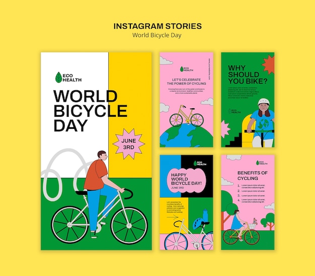 Gratis PSD world bicycle day template design