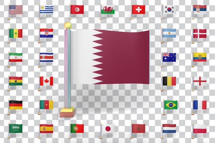 PSD Gratis world cup flags