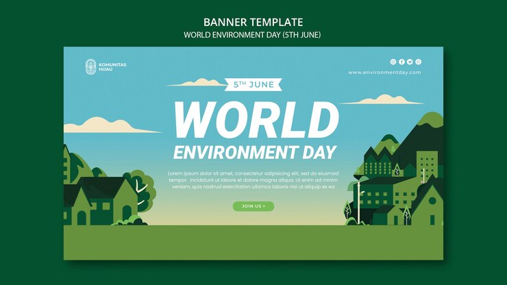 PSD Gratis world environment day celebration banner template