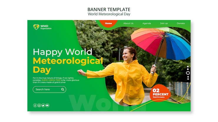 PSD Gratis world meteorological day banner