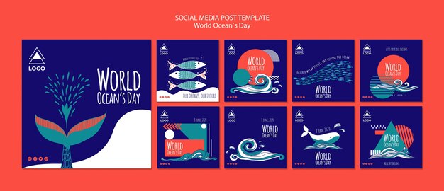 World ocean day social media post template