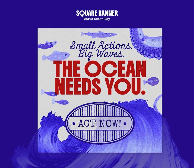 PSD Gratis world oceans day celebration template