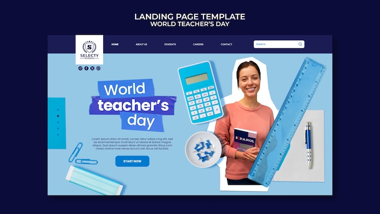 PSD Gratis world teacher's day landing page