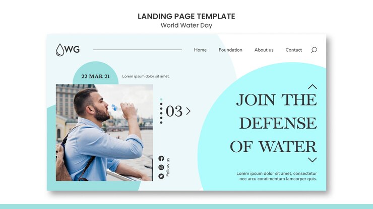 PSD Gratis world water day concept landing page template