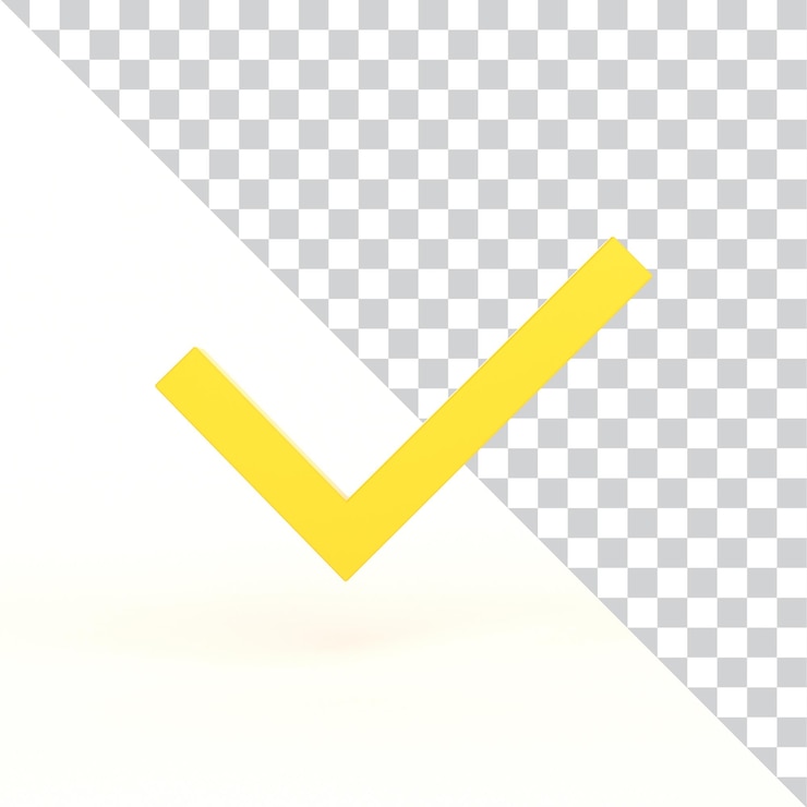 PSD Gratis yellow check mark symbol on transparent background
