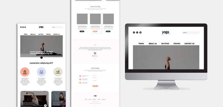 PSD Gratis yoga class mobile app and screen