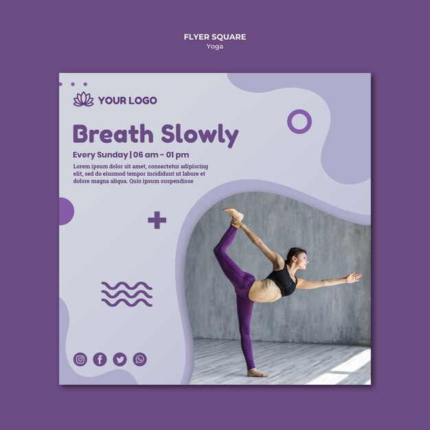 Yoga concept vierkante flyer stijl
