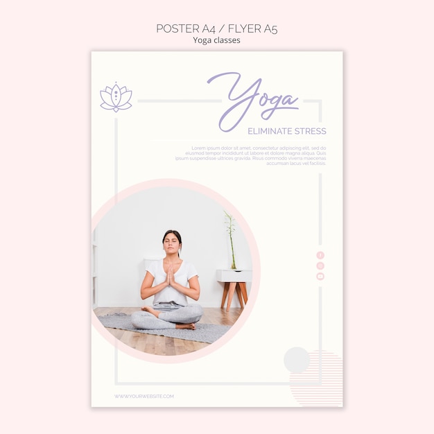 Gratis PSD yoga flyer met vrouw